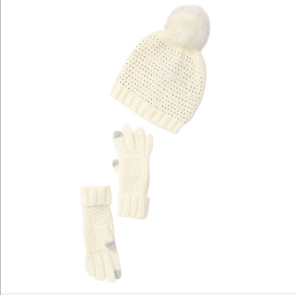 Steve Madden | Faux Fur Studded Pom Pom Set
